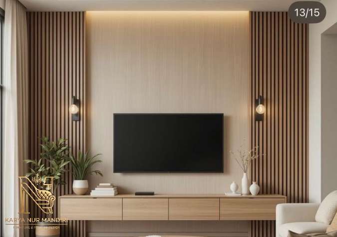 Spesialis backdrop TV Bekasi apartemen cepat pasang