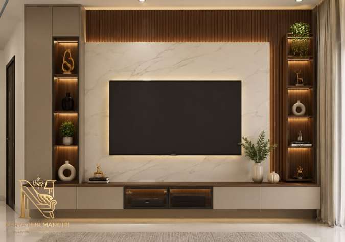 Jasa Kabinet TV Depok Model Gantung Gratis Pasang
