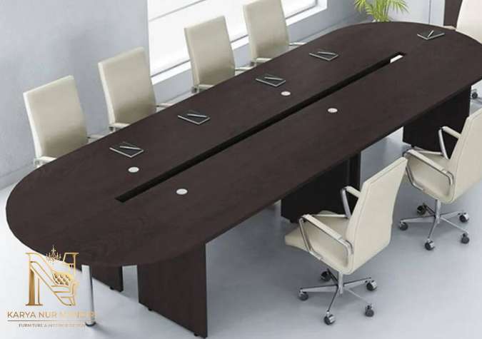 Jasa custom meja meeting Jakarta oval harga pabrik